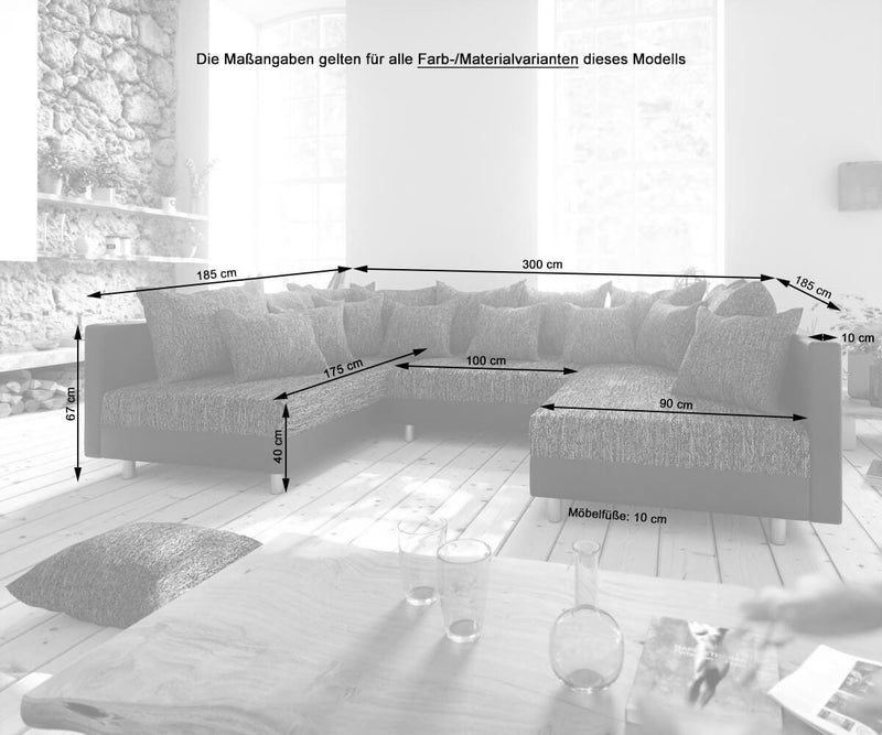Colțar modular cu taburet inclus Justin Black-White 300x185 cm | Dumonde Furniture & Deco Concept.