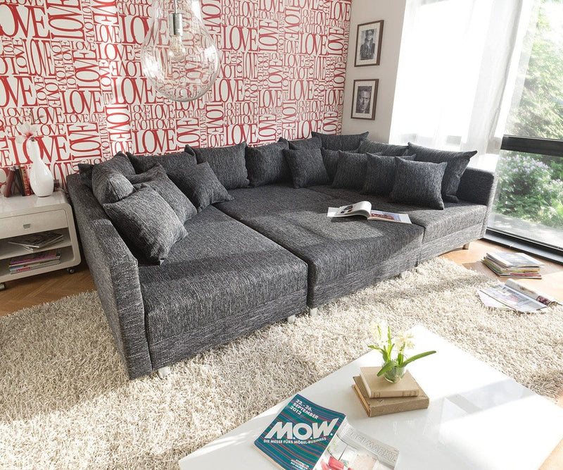 Colțar modular cu taburet inclus Justin Black 300x185 cm | Dumonde Furniture & Deco Concept.