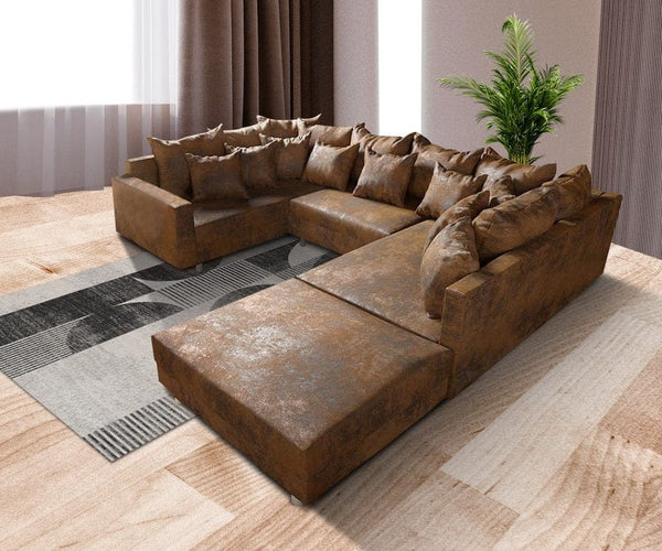 Colțar modular cu taburet inclus Justin Brown 300x200 cm | Dumonde Furniture & Deco Concept.
