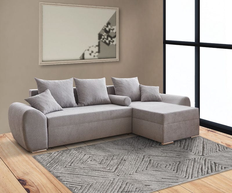 Colțar extensibil cu ladă de depozitare Elitte New Grey 260x160 cm | Dumonde Furniture & Deco Concept.