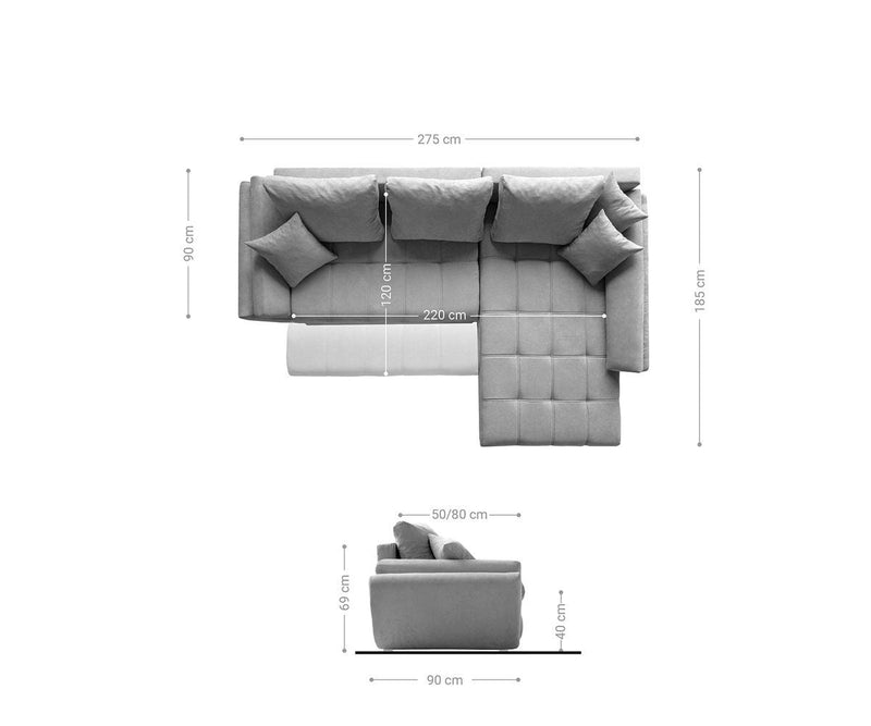 Colțar extensibil cu ladă de depozitare Loana Mint 275x185 cm | Dumonde Furniture & Deco Concept.