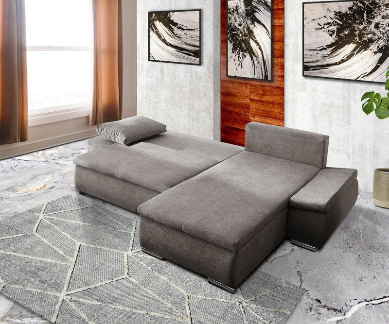 Colțar extensibil cu ladă de depozitare Rene Kaki 260x175 cm | Dumonde Furniture & Deco Concept.