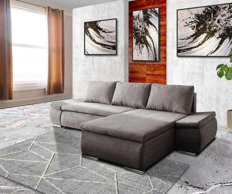 Colțar extensibil cu ladă de depozitare Rene Kaki 260x175 cm | Dumonde Furniture & Deco Concept.
