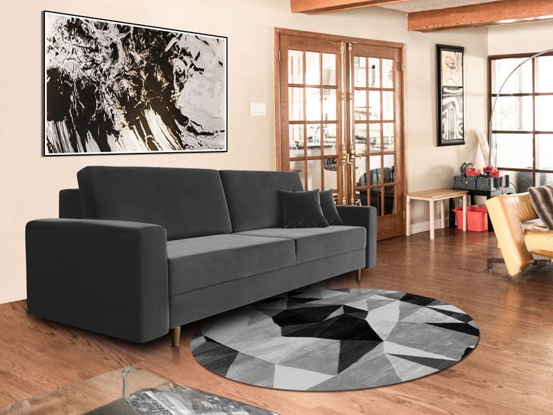 Canapea extensibilă cu ladă de depozitare Solo Grey Intense 220x100 cm | Dumonde Furniture & Deco Concept.