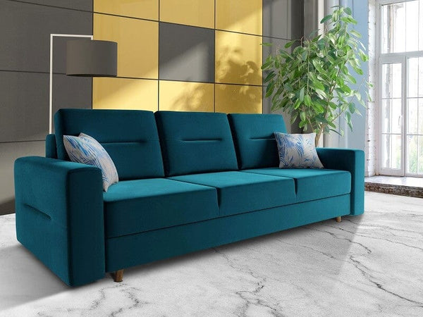 Canapea extensibilă cu ladă de depozitare Bergen Blue Moon 220x100 cm | Dumonde Furniture & Deco Concept.