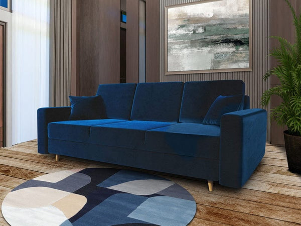Canapea extensibilă cu ladă de depozitare Kronos Blue Touch 215x100 cm
