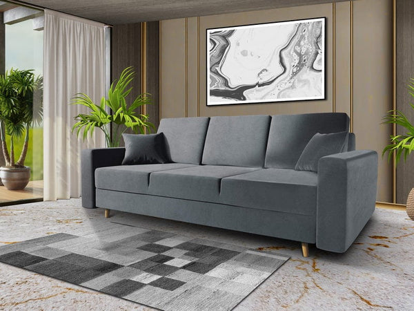 Canapea extensibilă cu ladă de depozitare Kronos Grey Love Touch 220x100 cm | Dumonde Furniture & Deco Concept.