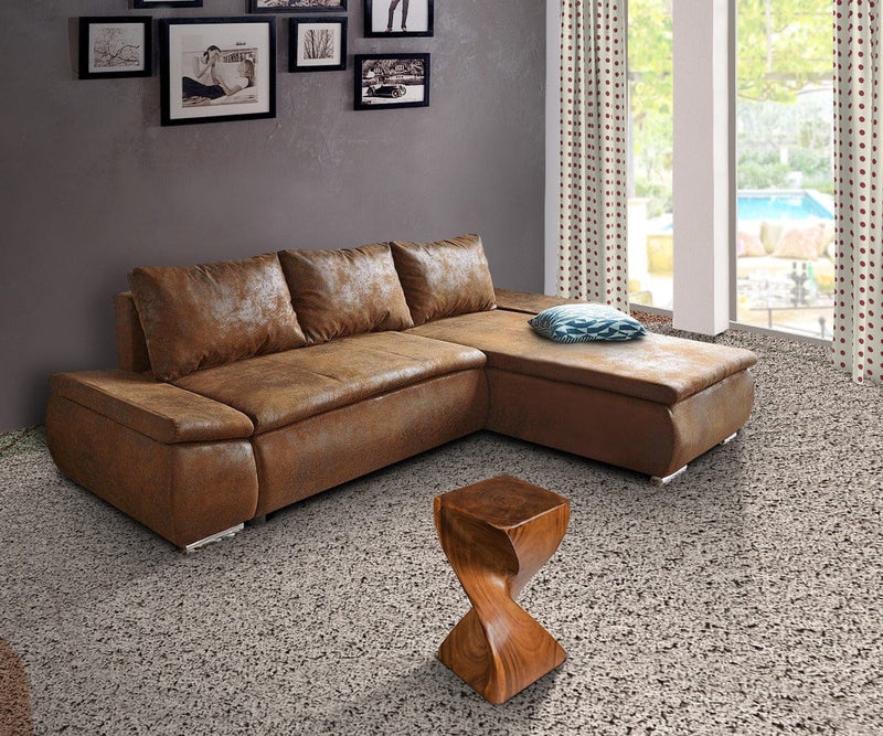 Colțar extensibil cu ladă de depozitare Rene Brown Antik 260x175 cm | Dumonde Furniture & Deco Concept.