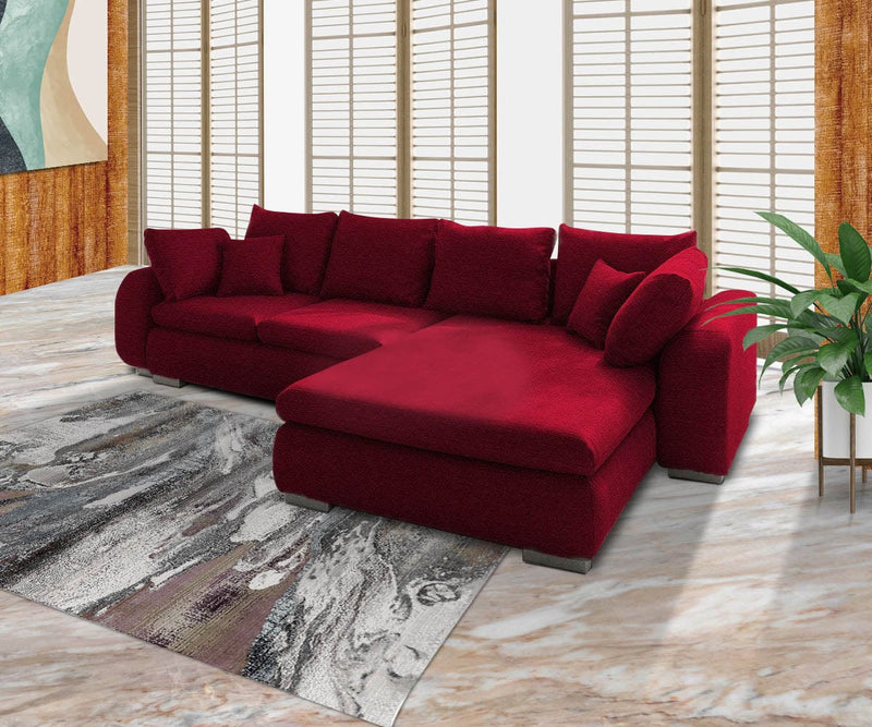Colțar extensibil cu ladă de depozitare Maxine Red 330x178 cm | Dumonde Furniture & Deco Concept.